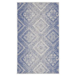 Nourison Whimsicle 36x60&quot Rectangle Fabric Faded Tribal Area Rug in Ivory
