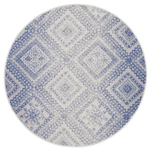 Nourison Whimsicle 60x60&quot Round Fabric Faded Tribal Area Rug in Ivory