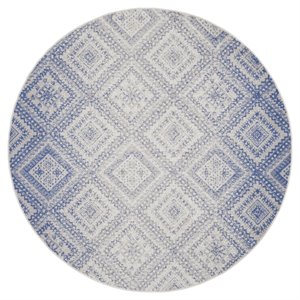 Nourison Whimsicle 96x96&quot Round Fabric Faded Tribal Area Rug in Ivory
