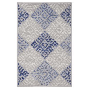 Nourison Whimsicle 24x36&quot Rectangle Fabric Tribal Motif Area Rug in Blue