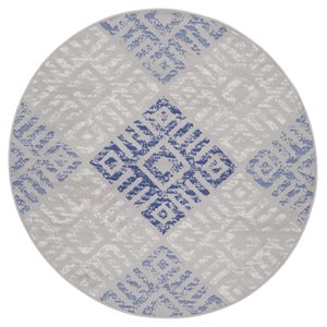 Nourison Whimsicle 60x60&quot Round Fabric Tribal Motif Area Rug in Blue