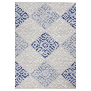 Nourison Whimsicle 60x84&quot Rectangle Fabric Tribal Motif Area Rug in Blue