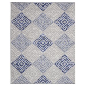 Nourison Whimsicle 84x120&quot Rectangle Fabric Tribal Motif Area Rug in Blue