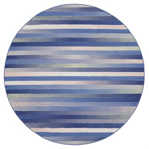 Nourison Whimsicle 60x60&quot Round Contemporary Fabric Area Rug in Blue