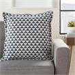 Nourison Life Styles Printed Triangles Cotton Throw Pillows in Indigo Blue