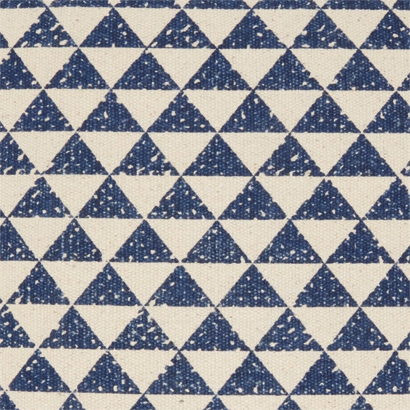 Nourison Life Styles Printed Triangles Cotton Throw Pillows in Indigo Blue