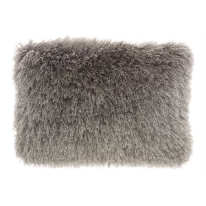 Nourison 14x20&quot Rectangle Fabric Yarn Shimmer Shag Throw Pillow in Charcoal