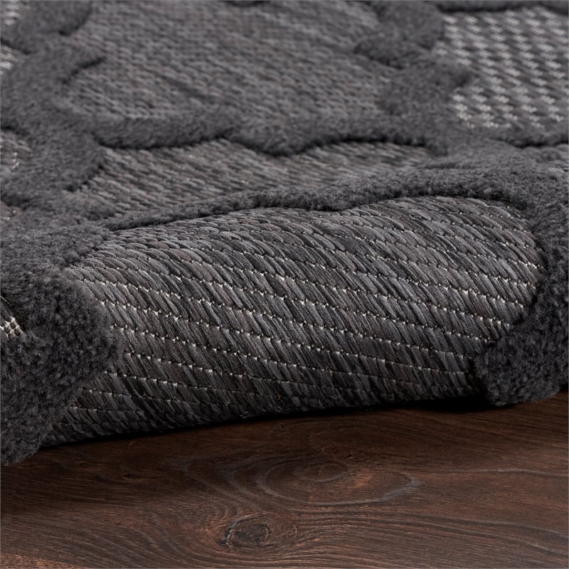 Nourison Easy Care 2' x 4' Charcoal Black Fabric Modern Area Rug (2' x 4')