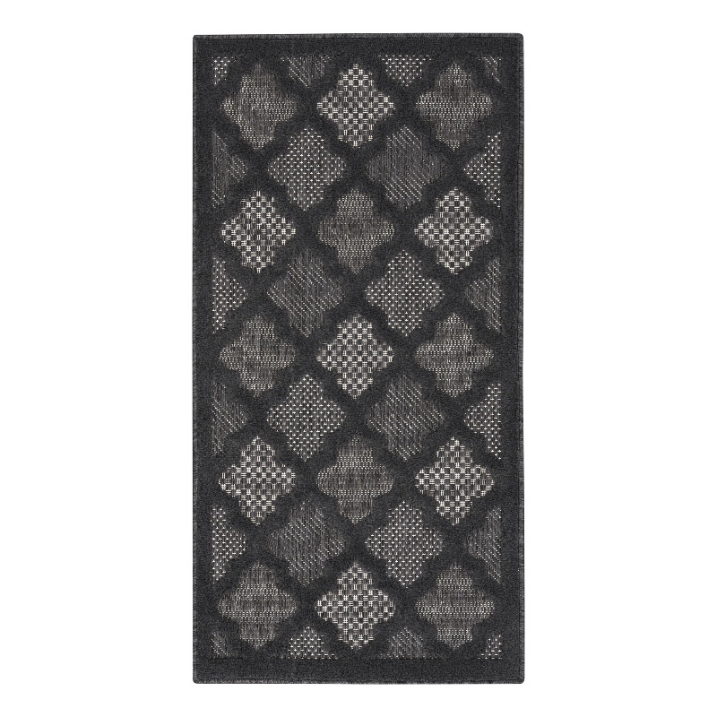Nourison Easy Care 2' x 4' Charcoal Black Fabric Modern Area Rug (2' x 4')