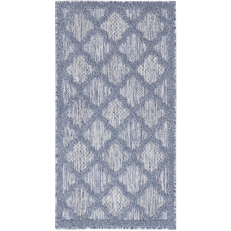 Nourison Easy Care 2' x 4' Denim Blue Fabric Modern Area Rug (2' x 4')