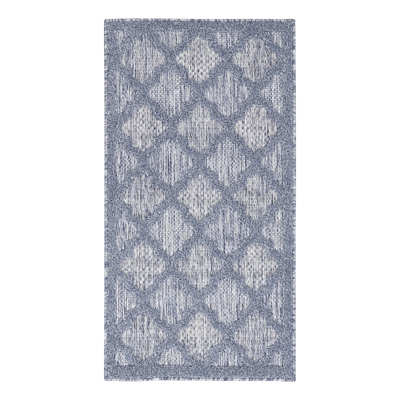 Nourison Easy Care 2' x 4' Denim Blue Fabric Modern Area Rug (2' x 4')