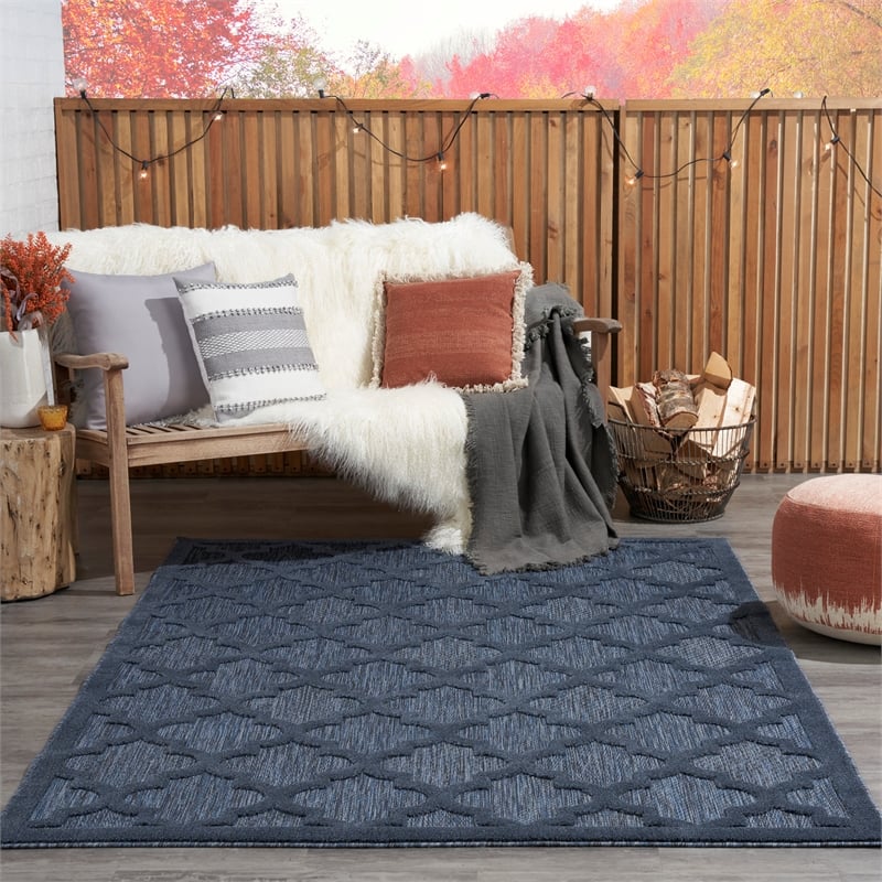Nourison Easy Care 4' x 6' Navy Blue Indoor/Outdoor Rug