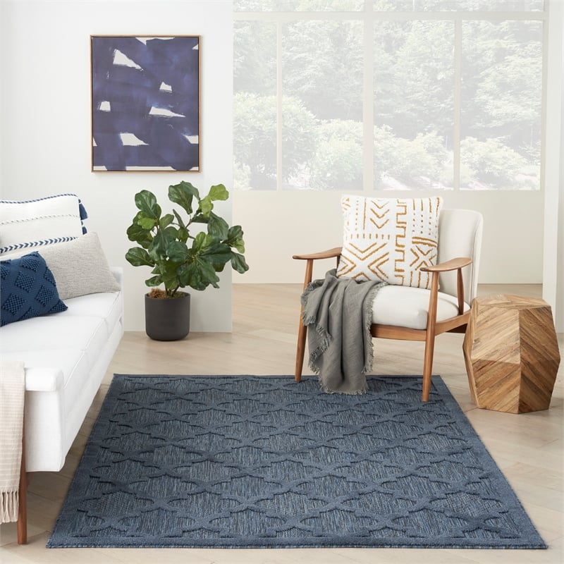 Nourison Easy Care 4' x 6' Navy Blue Indoor/Outdoor Rug