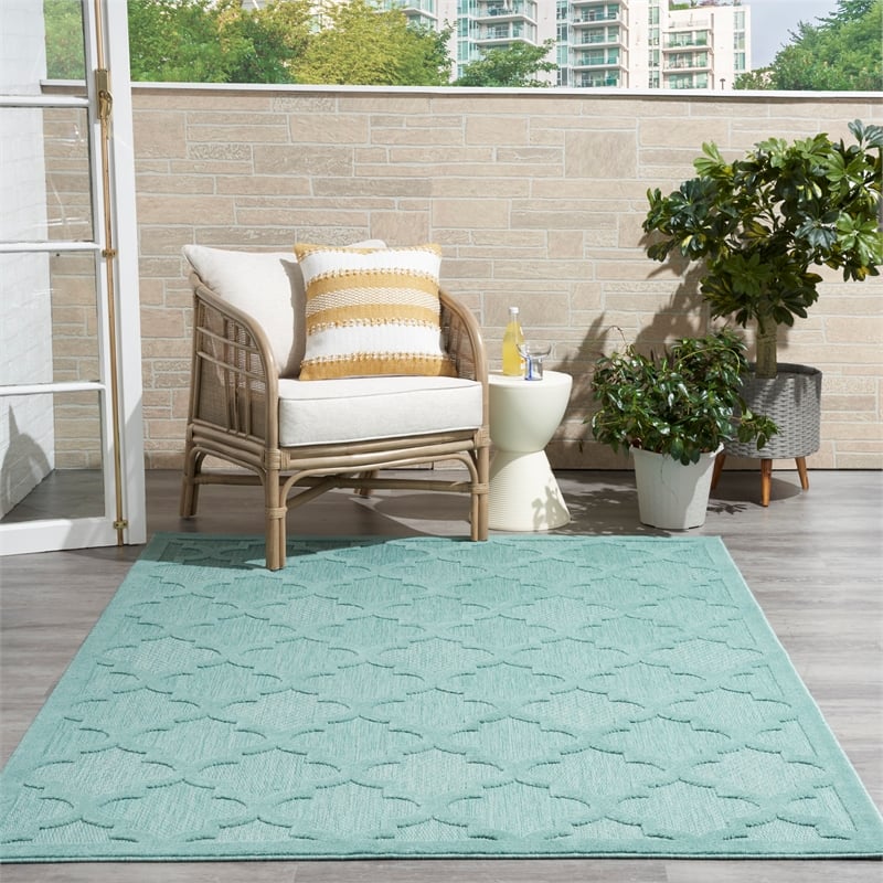 Nourison Easy Care 5' x 7' Aqua/Teal Indoor/Outdoor Rug