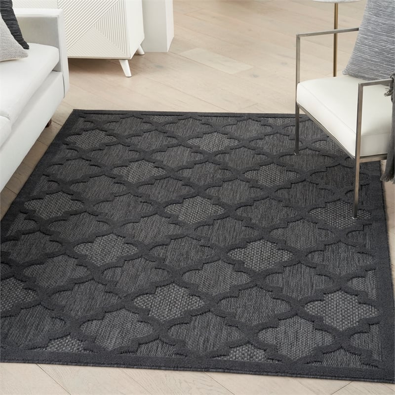 Nourison Easy Care 5' x 7' Charcoal/Black Indoor/Outdoor Rug