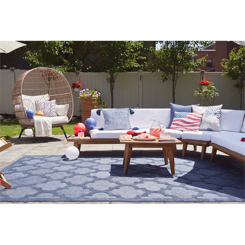 Nourison Easy Care 5' x 7' Denim Blue Indoor/Outdoor Rug