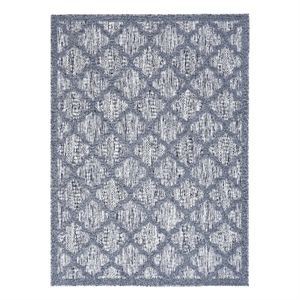 nourison easy care 5' x 7' denim blue indoor/outdoor rug