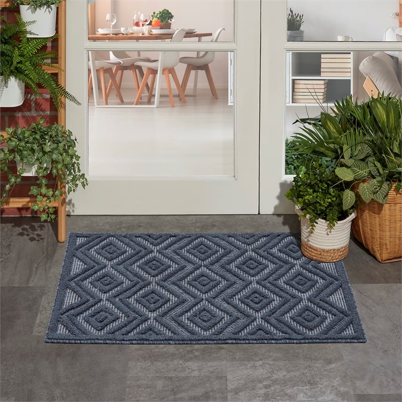 Nourison Versatile 2' x 4' Indoor/Outdoor Rug in Navy Blue