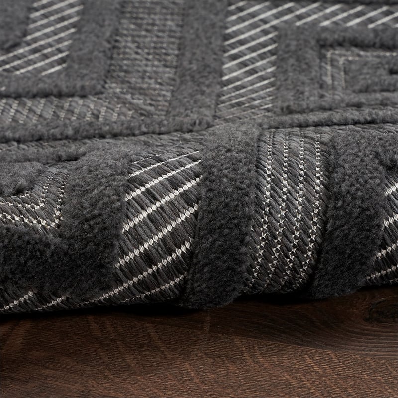 Nourison Versatile 4' x 6' Indoor/Outdoor Rug in Charcoal/Black