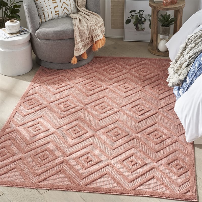 Nourison Versatile 4' x 6' Indoor/Outdoor Rug in Coral/Orange