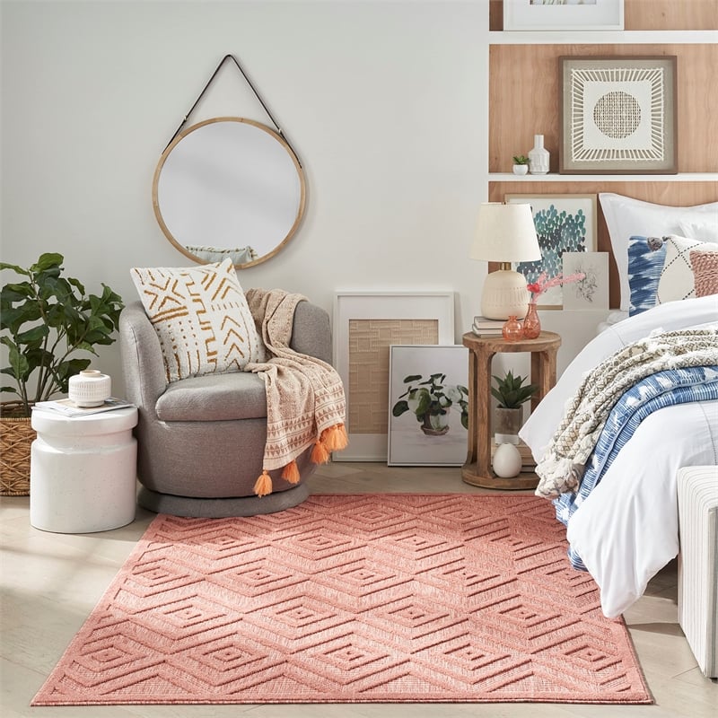 Nourison Versatile 4' x 6' Indoor/Outdoor Rug in Coral/Orange