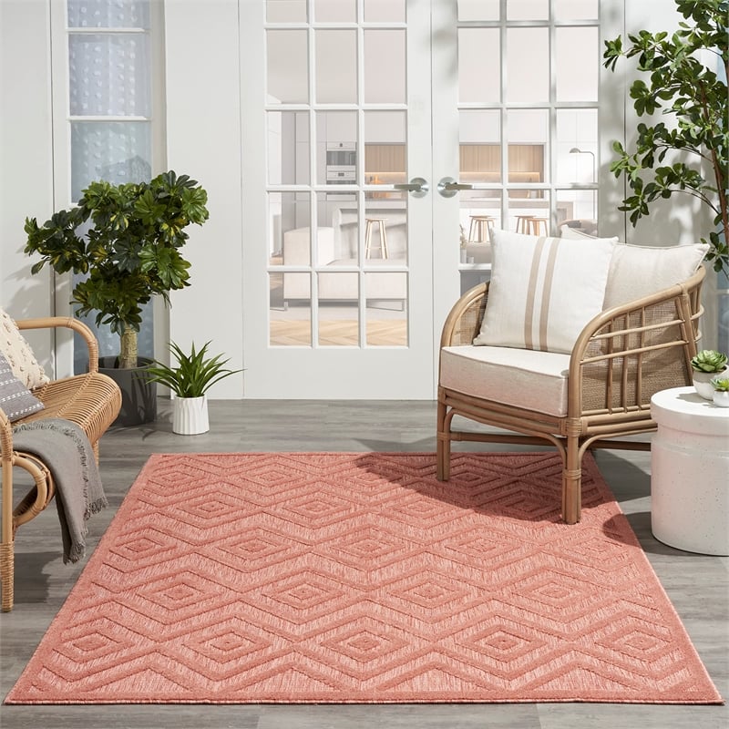 Nourison Versatile 4' x 6' Indoor/Outdoor Rug in Coral/Orange