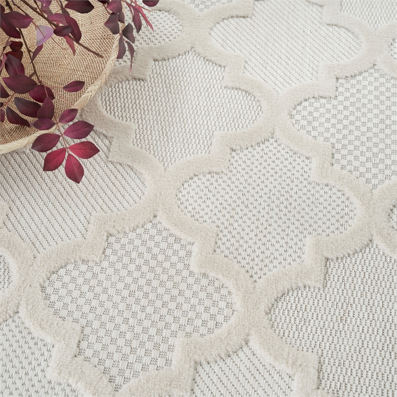 Nourison Easy Care 5' x 7' Ivory White Fabric Modern Area Rug (5' x 7')