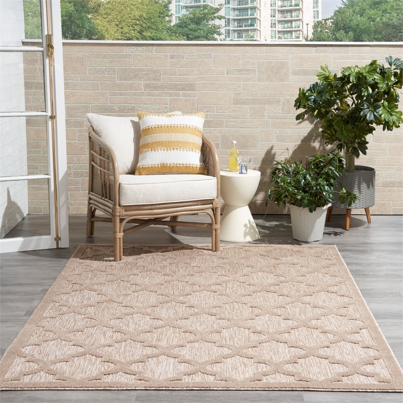 Nourison Easy Care 5' x 7' Fabric Natural Beige Modern Indoor/Outdoor Rug