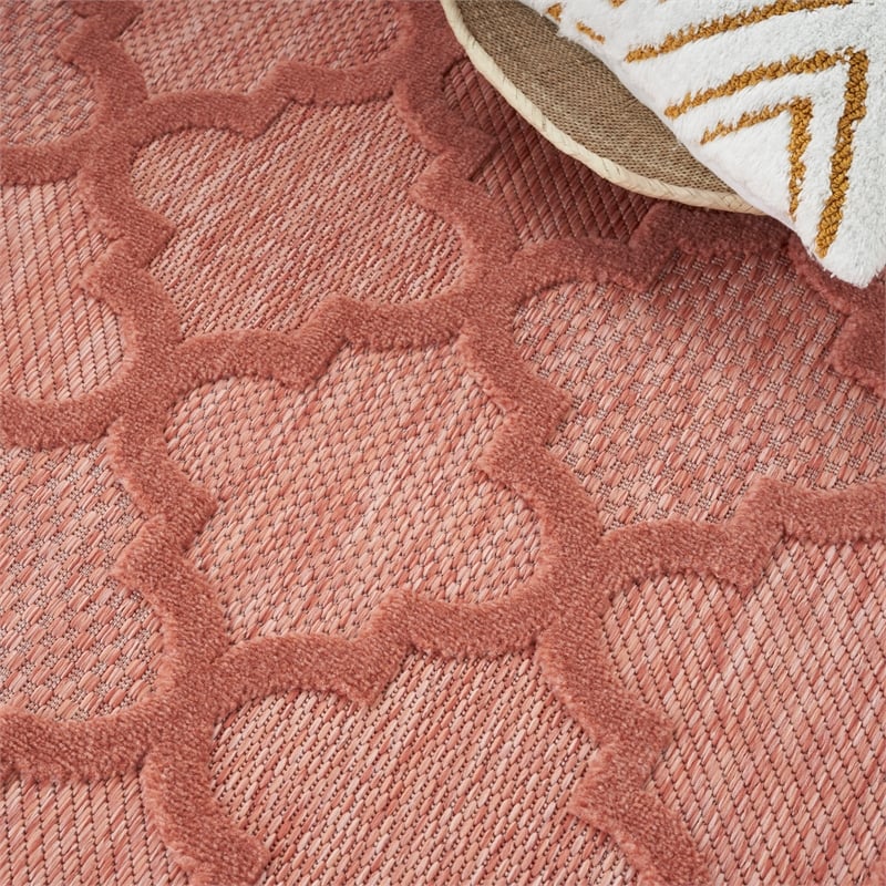Nourison Easy Care 6' x 9' Coral Orange Fabric Modern Area Rug (6' x 9')