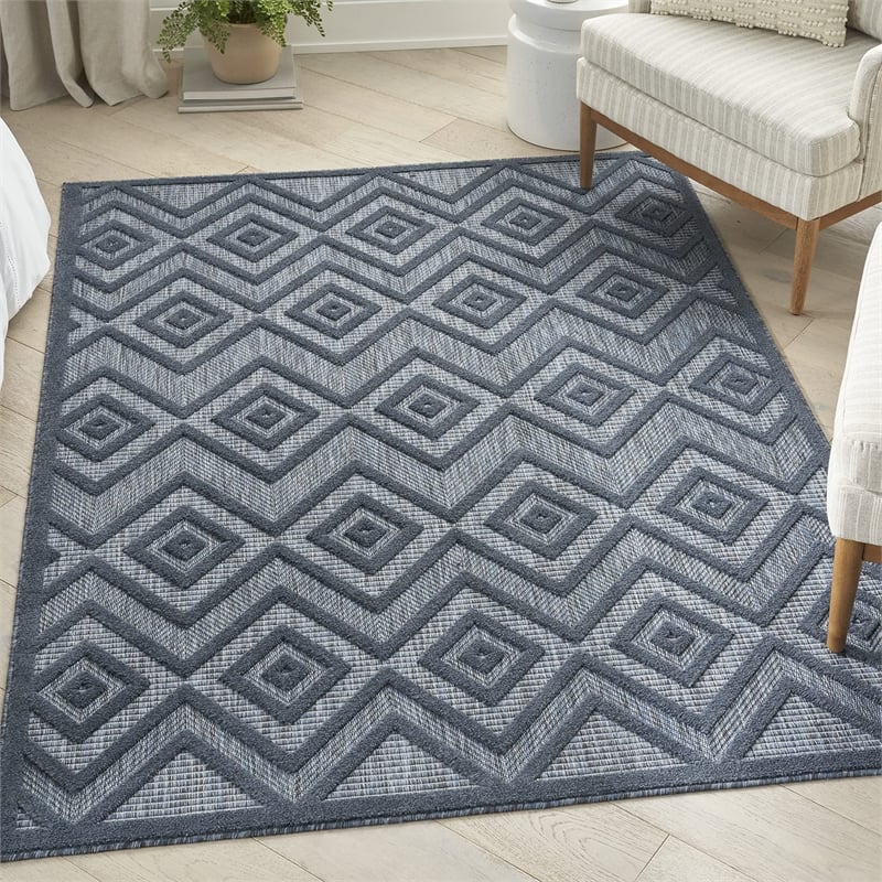Nourison Versatile 4' x 6' Indoor/Outdoor Rug in Navy Blue