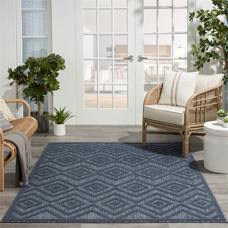 Nourison Versatile 4' x 6' Indoor/Outdoor Rug in Navy Blue