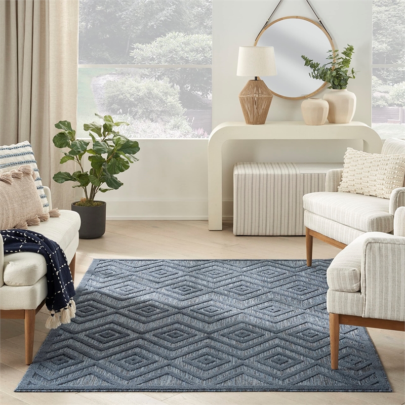 Nourison Versatile 4' x 6' Indoor/Outdoor Rug in Navy Blue