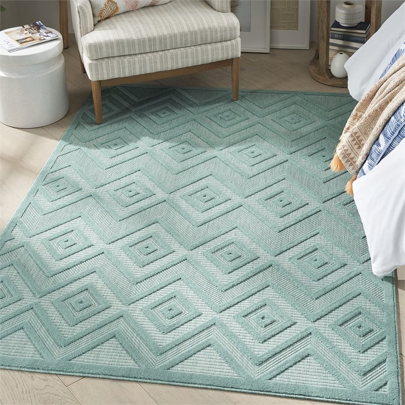 Nourison Versatile 5' x 7' Indoor/Outdoor Rug in Aqua/Teal