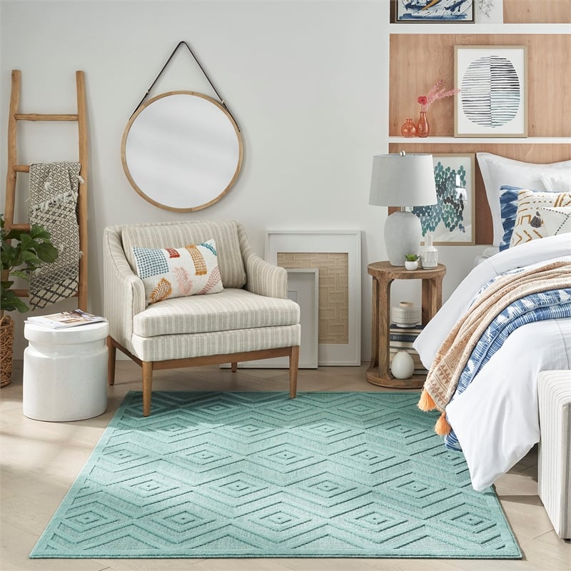 Nourison Versatile 5' x 7' Indoor/Outdoor Rug in Aqua/Teal