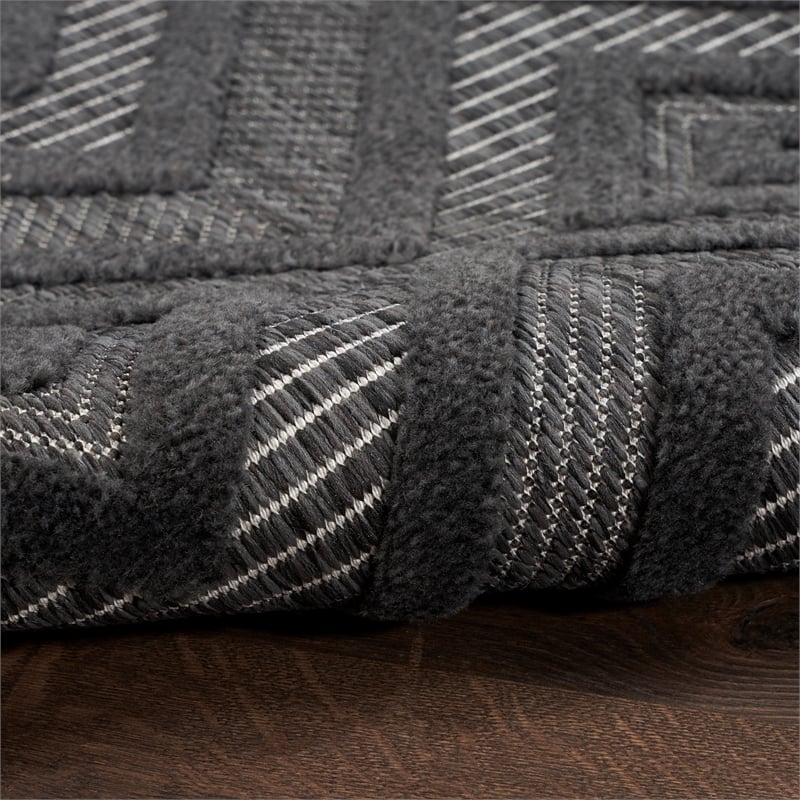 Nourison Versatile 5' x 7' Indoor/Outdoor Rug in Charcoal/Black