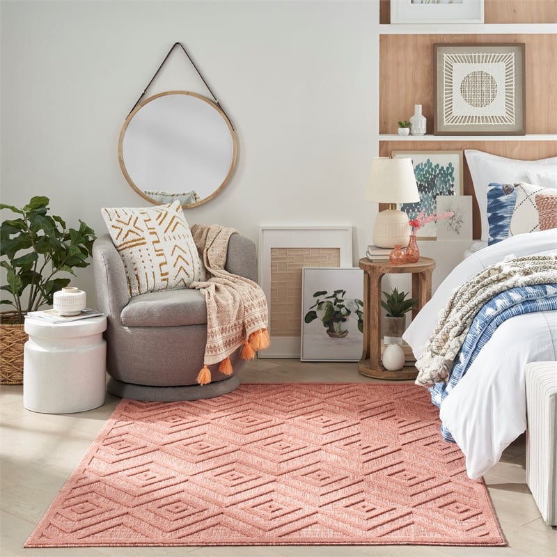 Nourison Versatile 5' x 7' Indoor/Outdoor Rug in Coral/Orange