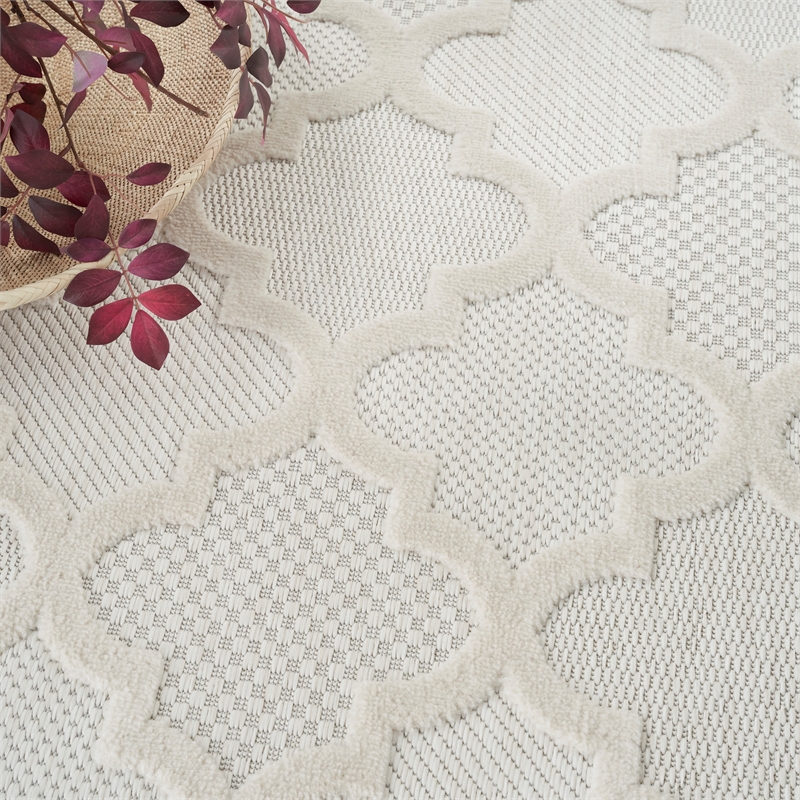 Nourison Easy Care 6' x 9' Fabric Ivory White Modern Indoor/Outdoor Rug