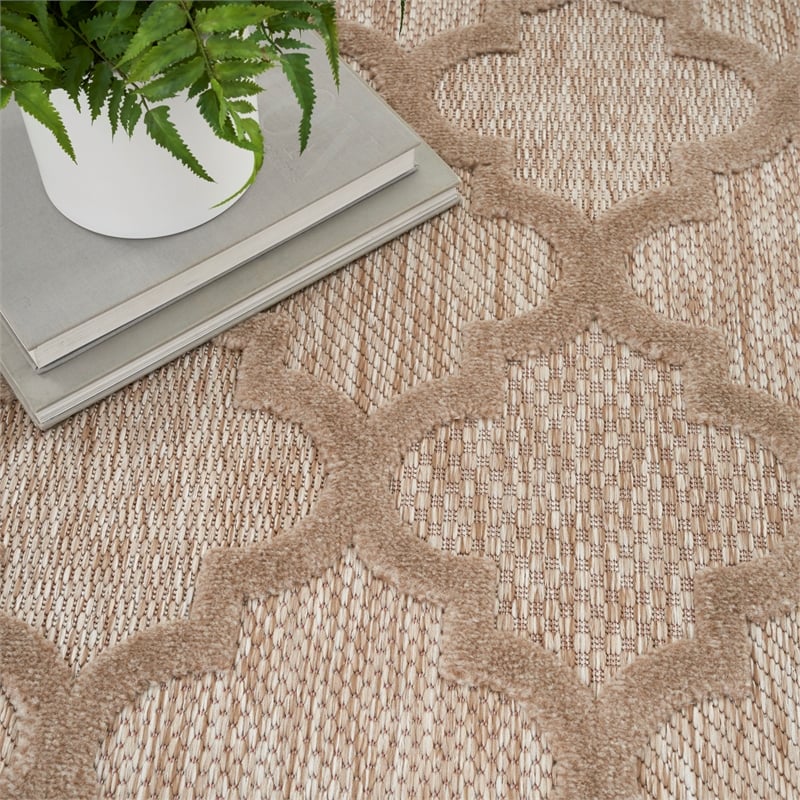 Nourison Easy Care 6' x 9' Fabric Natural Beige Modern Indoor/Outdoor Rug