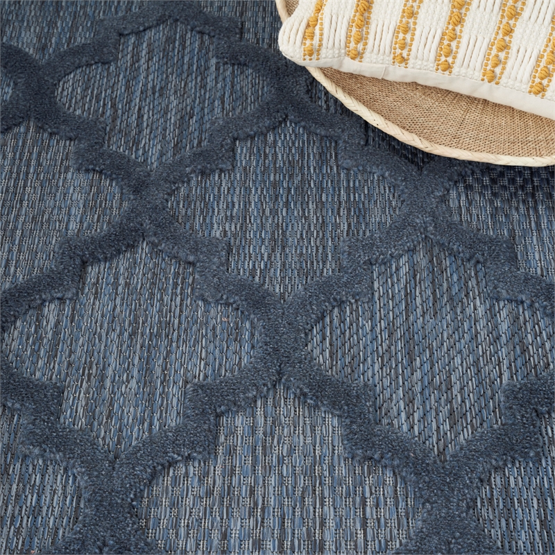 Nourison Easy Care 6' x 9' Fabric Navy Blue Modern Indoor/Outdoor Rug