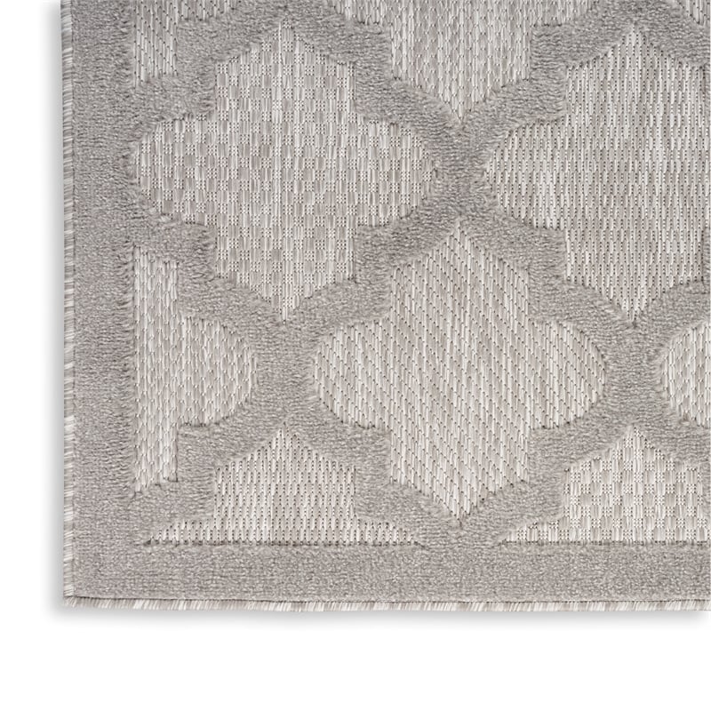 Nourison Easy Care 6' x 9' Fabric Silver Gray Modern Indoor/Outdoor Rug