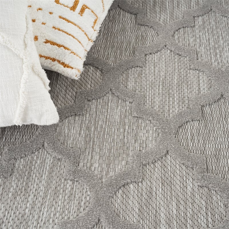 Nourison Easy Care 6' x 9' Fabric Silver Gray Modern Indoor/Outdoor Rug