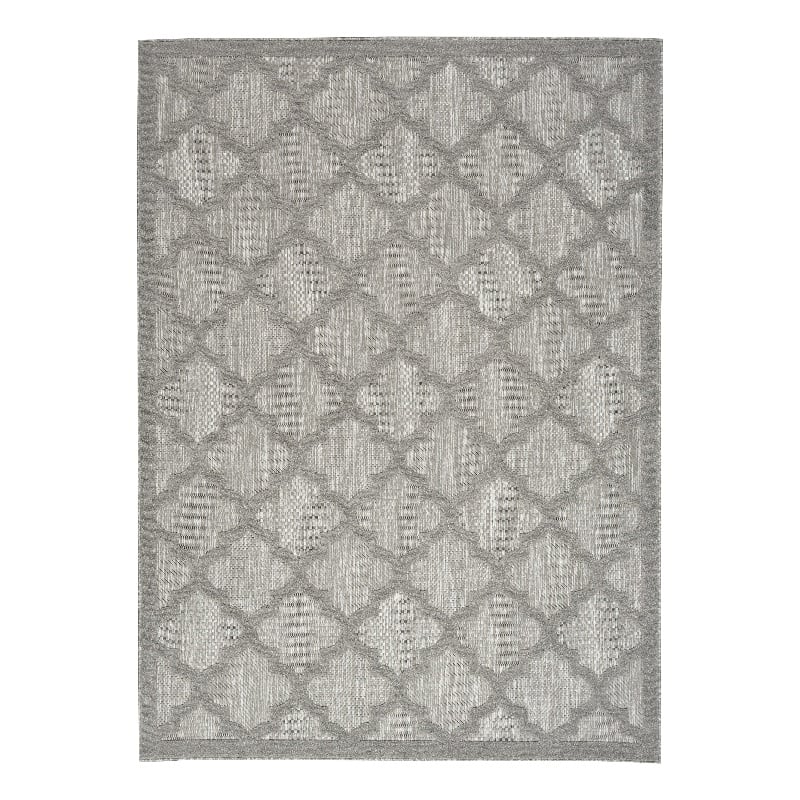 Nourison Easy Care 6' x 9' Fabric Silver Gray Modern Indoor/Outdoor Rug