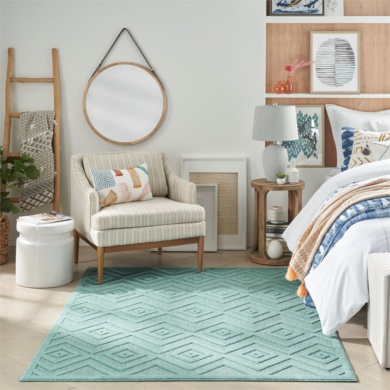 Nourison Versatile 6' x 9' Indoor/Outdoor Rug in Aqua/Teal