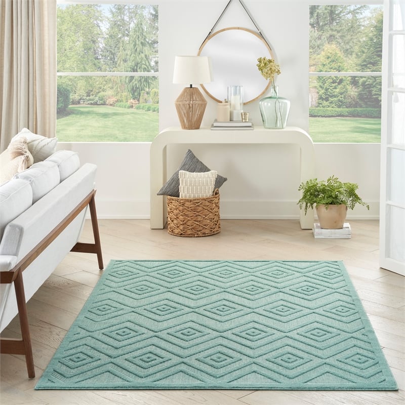 Nourison Versatile 6' x 9' Indoor/Outdoor Rug in Aqua/Teal