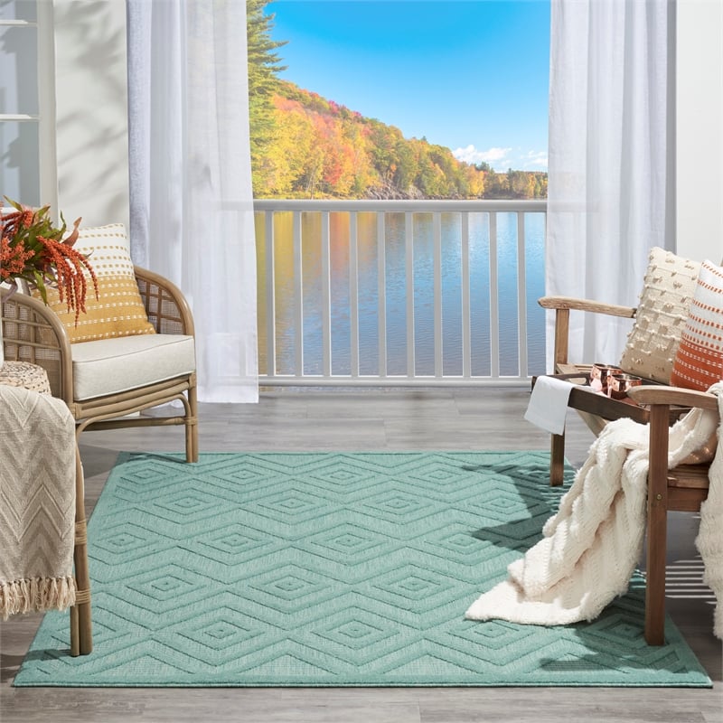 Nourison Versatile 6' x 9' Indoor/Outdoor Rug in Aqua/Teal