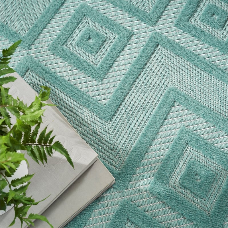 Nourison Versatile 6' x 9' Indoor/Outdoor Rug in Aqua/Teal