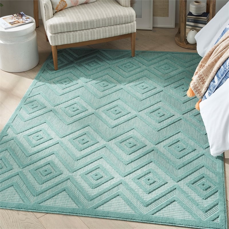 Nourison Versatile 6' x 9' Indoor/Outdoor Rug in Aqua/Teal
