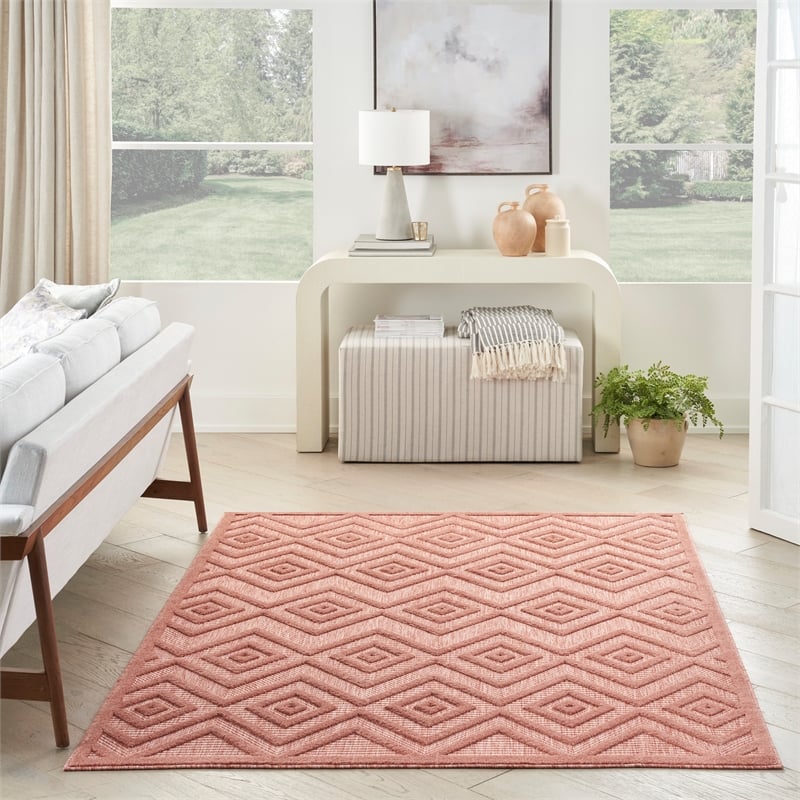 Nourison Versatile 6' x 9' Fabric Indoor/Outdoor Rug in Coral/Orange