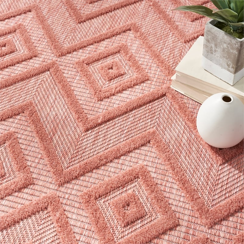 Nourison Versatile 6' x 9' Fabric Indoor/Outdoor Rug in Coral/Orange
