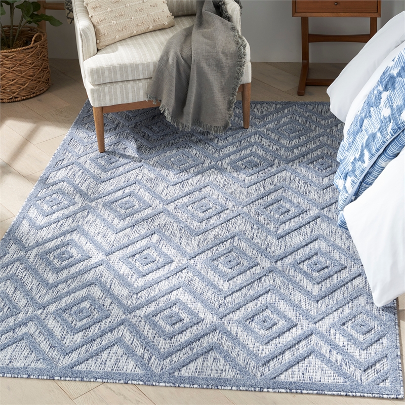 Nourison Versatile 6' x 9' Indoor/Outdoor Rug in Denim Blue